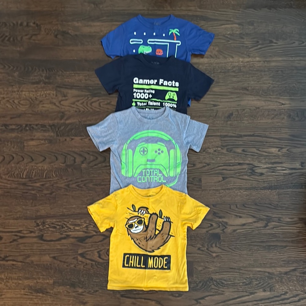 Four Boys Children’s Place 3 Gamer & 1 Chill Town Short Sleeve Tee Shirts, XS/4